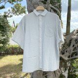 NOROLL " STRIPE S/S SHIRT " - BLUE ＆ BROWN
