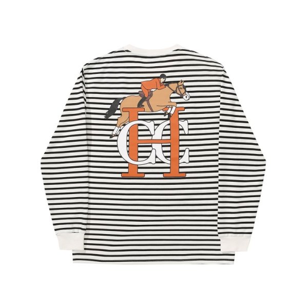 画像1: HELAS "HCC HORSE LS STRIPED TEE" - WHITE (1)