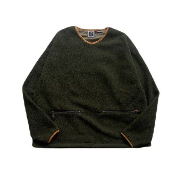 画像1: NOROLL "FLEECE V NECK SWEATER" - OLIVE (1)