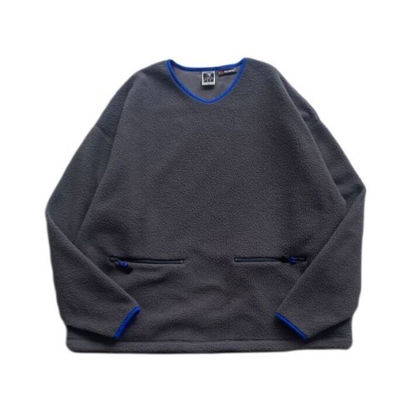 画像1: NOROLL "FLEECE V NECK SWEATER" - GREY (1)