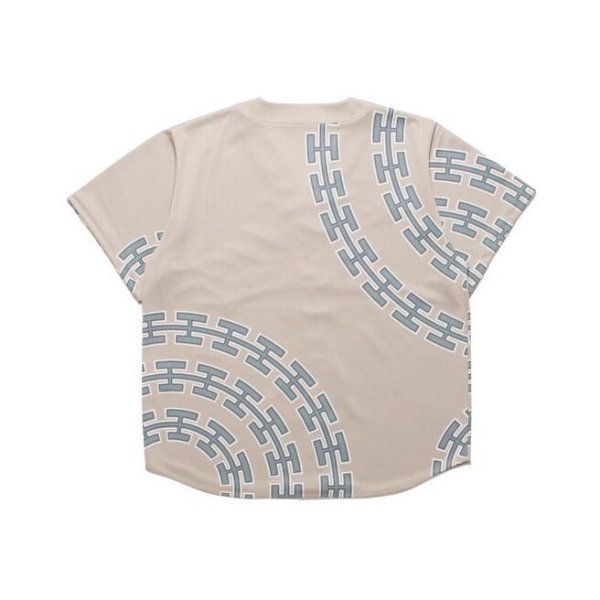 画像2: 【SALE】HELLRAZOR "CHAIN CIRCLE MESH BASEBALL SHIRT" - GREY (2)