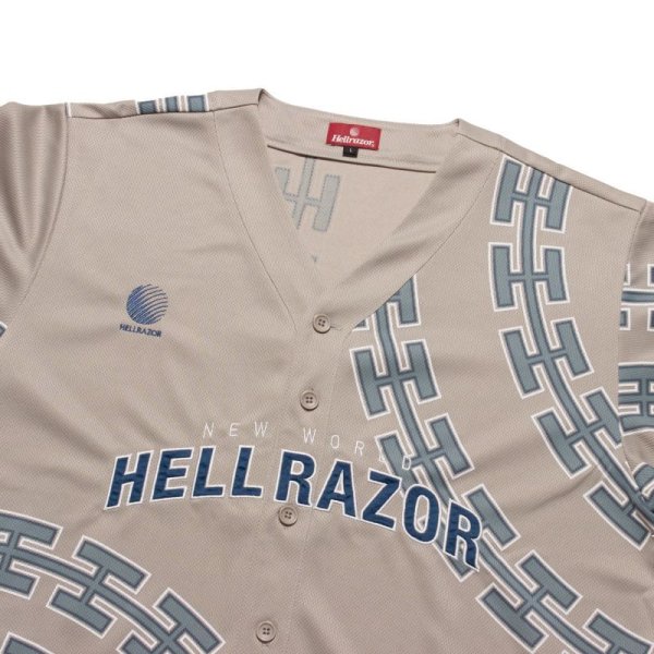 画像3: 【SALE】HELLRAZOR "CHAIN CIRCLE MESH BASEBALL SHIRT" - GREY (3)