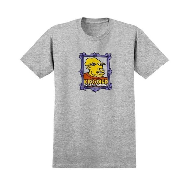 画像1: KROOKED SKATEBOADING "FRAME FACE TEE" - ASH GREY (1)