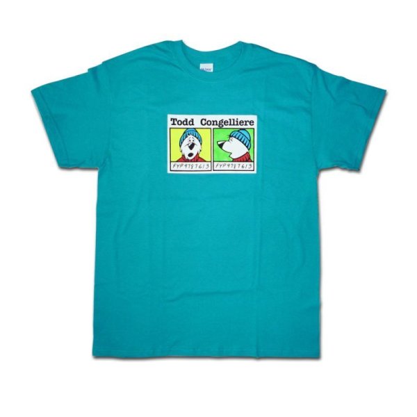 画像1: DEAR SKATING "TODD CONGELLIERE BEAR MUGSHOT TEE" - TEAL (1)