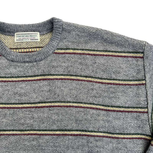 画像2: COMFORTABLE REASON " PINSTRIPE RASTA SWEATER " - GRAY (2)