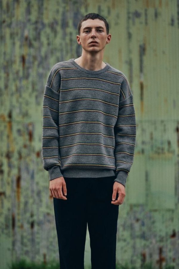 画像4: COMFORTABLE REASON " PINSTRIPE RASTA SWEATER " - GRAY (4)