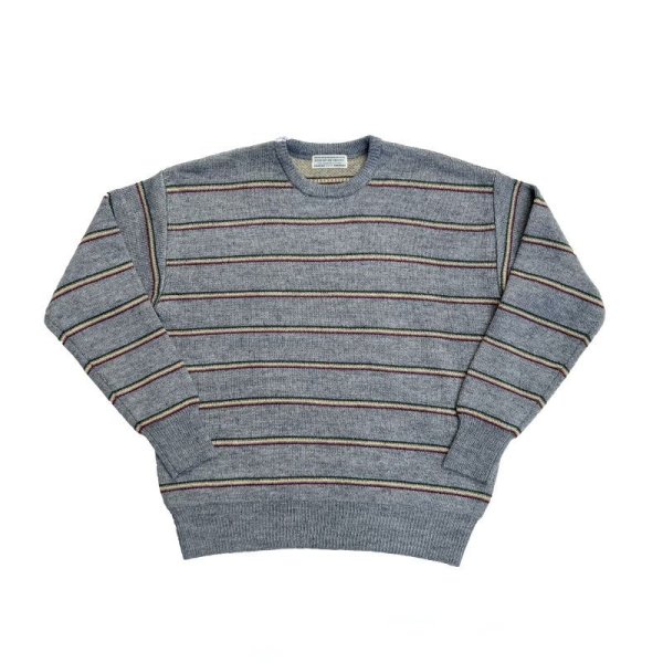 画像1: COMFORTABLE REASON " PINSTRIPE RASTA SWEATER " - GRAY (1)