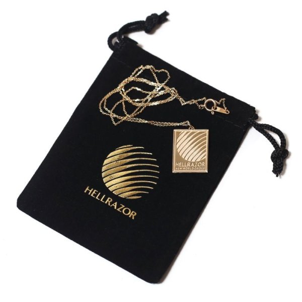 画像1: HELLRAZOR "REMEMBER YOU MUST DIE NECKLACE w/ POUCH" - 18K GOLD (1)
