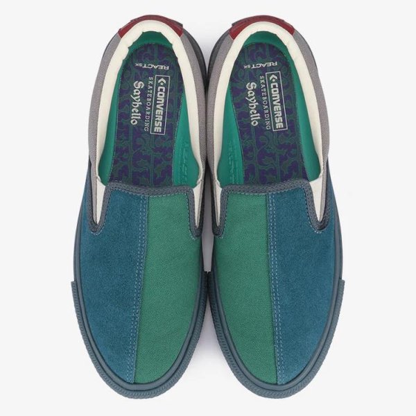 画像2: 【SALE】CONVERSE SKATEBOARDING "CS SLIP-ON SK SAYHELLO +" - BLUE/GREEN/GRAY (2)