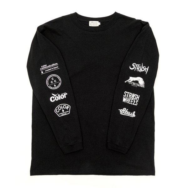 画像2: STRUSH WHEELS X COLOR COMMUNICATIONS "LONG SLEEVE T-SHIRT / LOGOS SLEEVE" - BLACK (2)