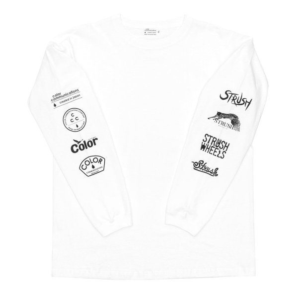 画像2: STRUSH WHEELS X COLOR COMMUNICATIONS "LONG SLEEVE T-SHIRT / LOGOS SLEEVE" - WHITE (2)