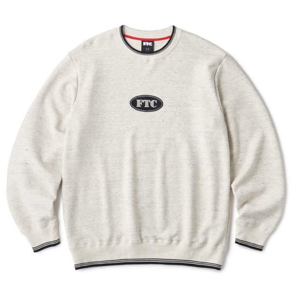画像1: FTC "STRIPE RIB OVAL LOGO CREW NECK" - ASH (1)