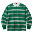 画像1: FTC "PRINTED STRIPE RUGBY SHIRT" - GREEN (1)
