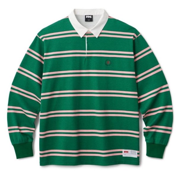 画像1: FTC "PRINTED STRIPE RUGBY SHIRT" - GREEN (1)