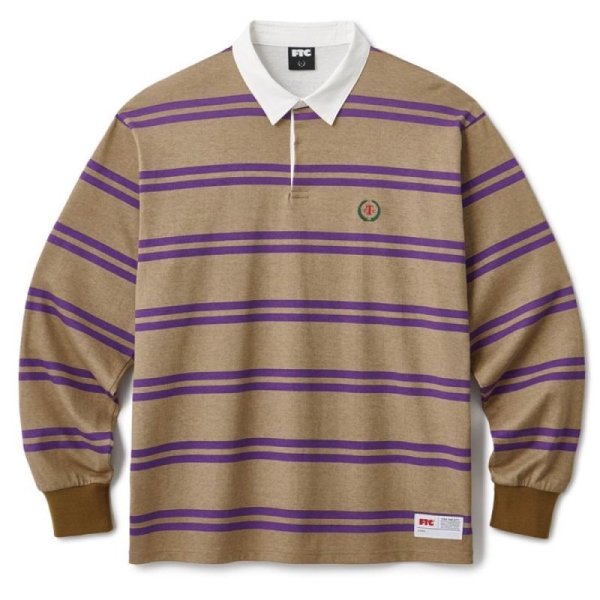 画像1: FTC "PRINTED STRIPE RUGBY SHIRT" - TAN (1)