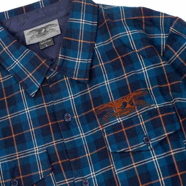 画像2: ANTIHERO " BASIC EAGLE FLANNEL SHIRTS " - MULTI /ORANGE (2)