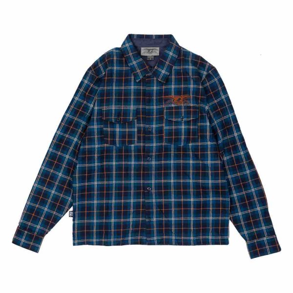 画像1: ANTI HERO SKATEBOARDS "BASIC EAGLE FLANNEL SHIRTS" - MULTI /ORANGE (1)