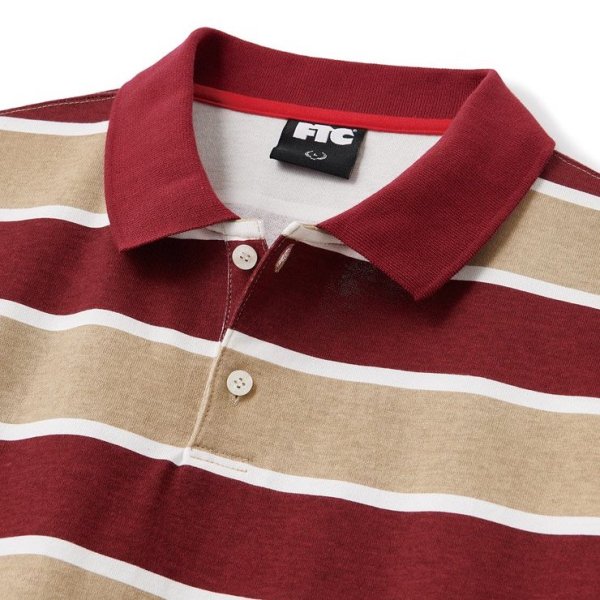 画像2: FTC "PRINTED STRIPE POLO" - BURGUNDY (2)
