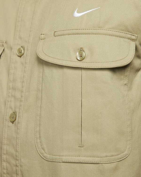 画像3: 【SALE】NIKE SB "Woven Skate Long-Sleeve Button Up" - Neutral Olive/Whit (3)