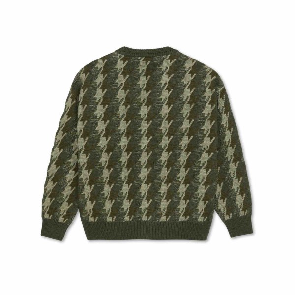 画像2: 【SALE】POLAR SKATE CO. "HOUNDSTOOTH LOUIS CARDIGAN" - GREEN (2)