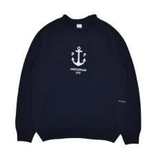 画像1: POP TRADING COMPANY "Captain Knitted Crewneck" - NAVY (1)