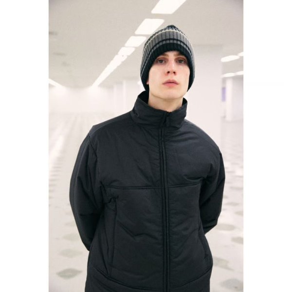 画像1: COMFORTABLE REASON "STRIPE BEANIE" - BLACK/GREY (1)