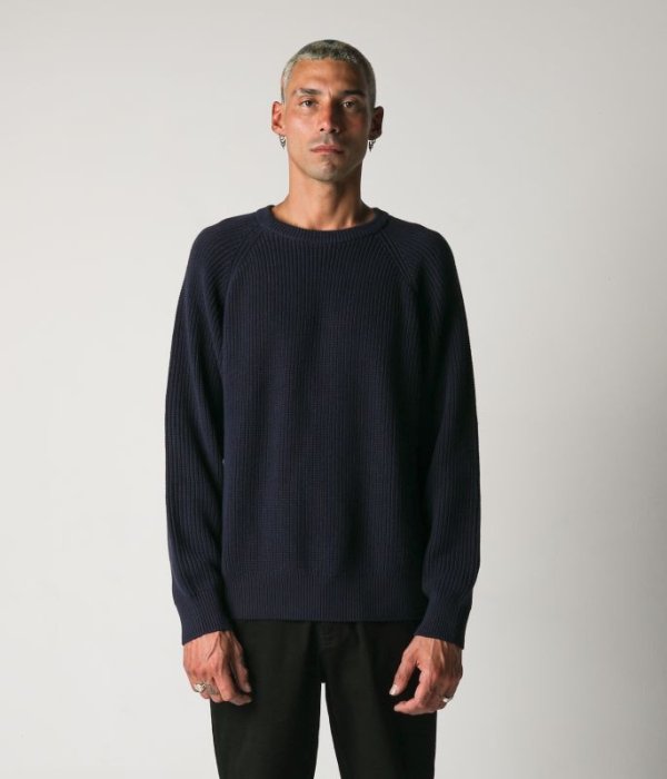 画像2: 【 SALE 】FORMER MERCHANDISE "CIRCULATE KNIT CREW" - NAVY (2)