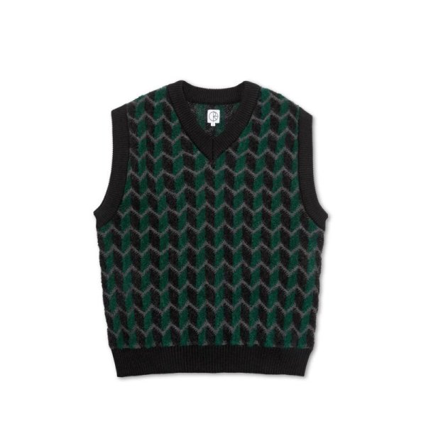 画像1: POLAR SKATE CO. "ZIG ZAG KNIT VEST" - BLACK / DARK TEAL (1)