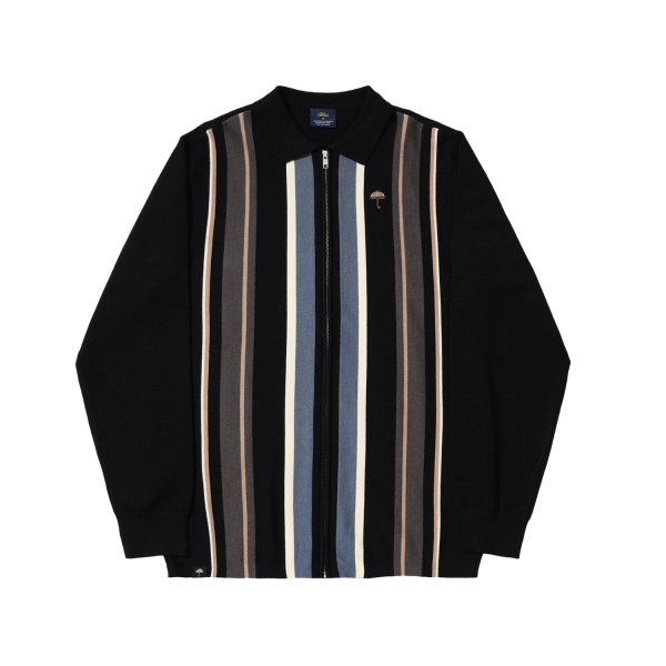 画像1: HELAS "BUNDY FULL ZIP KNIT POLO" - BLACK (1)