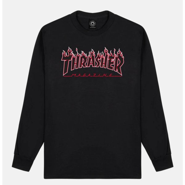 画像1: THRASHER "FLAME TEE" - BLACK / RED (1)