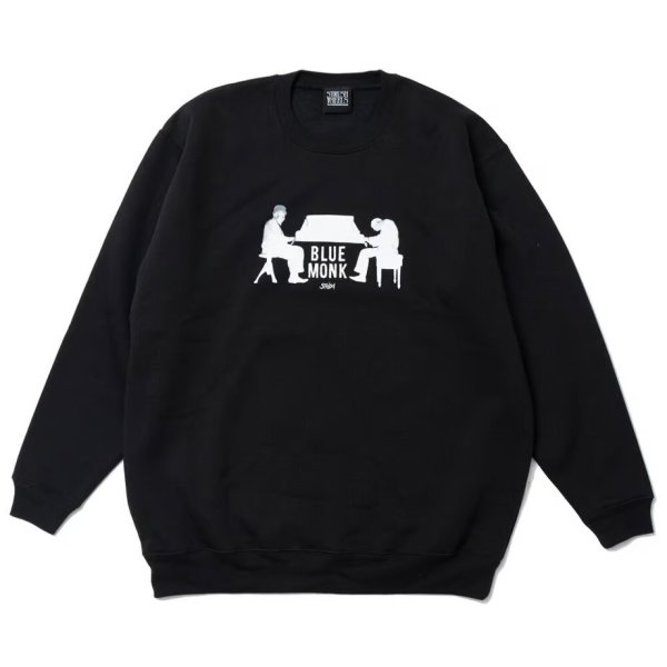 画像1: STRUSH WHEELS "Blue Monk Crewneck Sweat Art by Guru Kato" - BLACK (1)