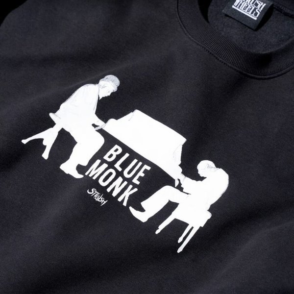 画像2: STRUSH WHEELS "Blue Monk Crewneck Sweat Art by Guru Kato" - BLACK (2)