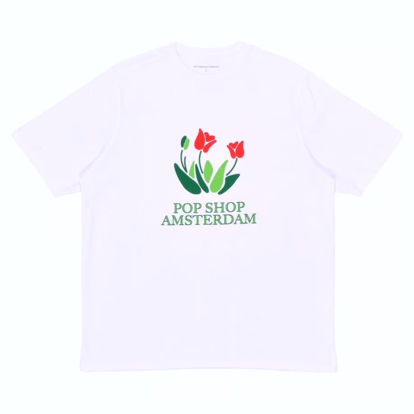 画像1: POP TRADING COMPANY "TULIP TEE" - WHITE (1)