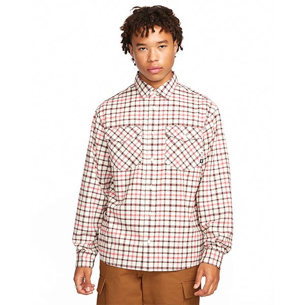 画像1: 【SALE  Lsize】NIKE SB QS “LONG SLEEVE FLANNEL SKATE BUTTON UP SHIRT" - coconut milk/light bone (1)