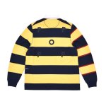画像2: POP TRADING COMPANY "Pop Striped Logo rugby Polo Sweat" - Snapdragon/Navy (2)