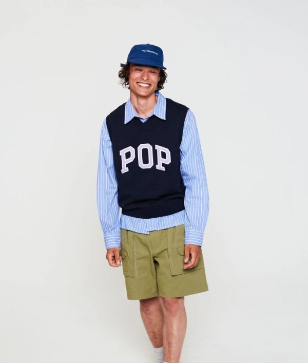画像3: POP TRADING COMPANY "Pop Arch Spencer Knit" - Navy (3)
