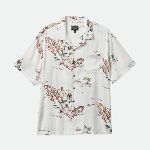 画像1: BRIXTON "BUNKER SLUB SS WVN" - OFF WHITE(MAP) (1)