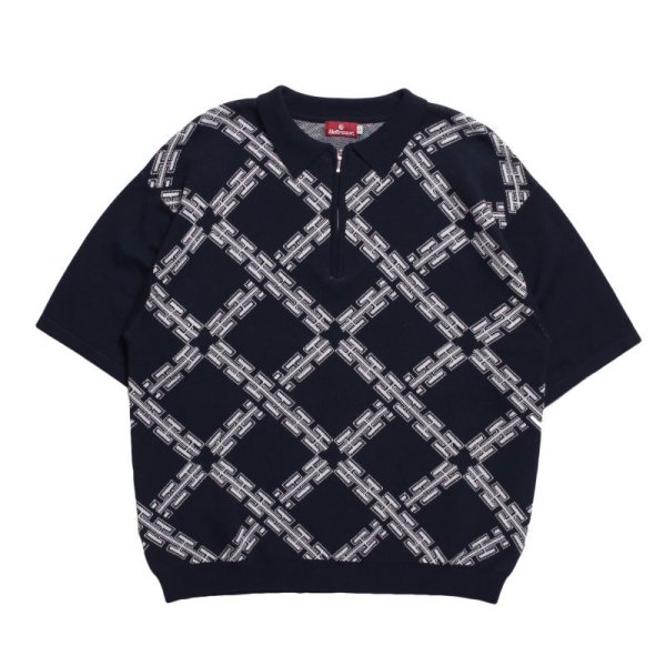 画像1: HELLRAZOR "H CHAIN POLO KNIT" - NAVY (1)
