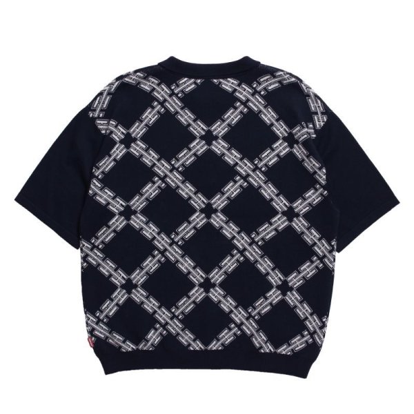 画像3: HELLRAZOR "H CHAIN POLO KNIT" - NAVY (3)