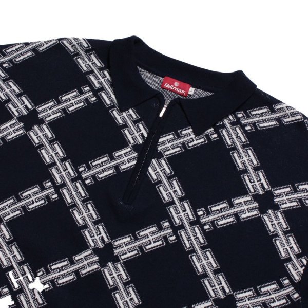 画像2: HELLRAZOR "H CHAIN POLO KNIT" - NAVY (2)