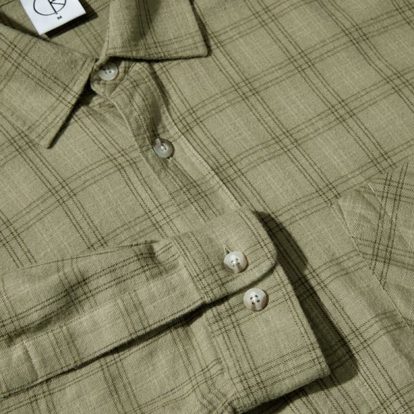 画像3: POLAR SKATE CO. "MITCHELL LS SHIRT | FLANNEL" - GREEN BEIGE (3)