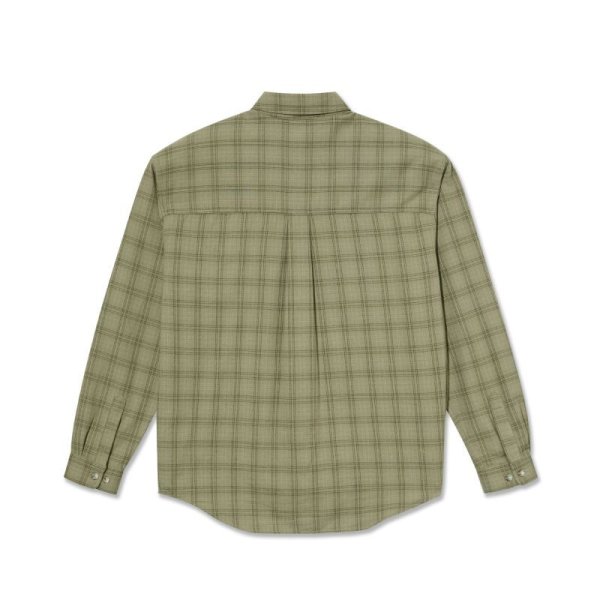 画像2: POLAR SKATE CO. "MITCHELL LS SHIRT | FLANNEL" - GREEN BEIGE (2)