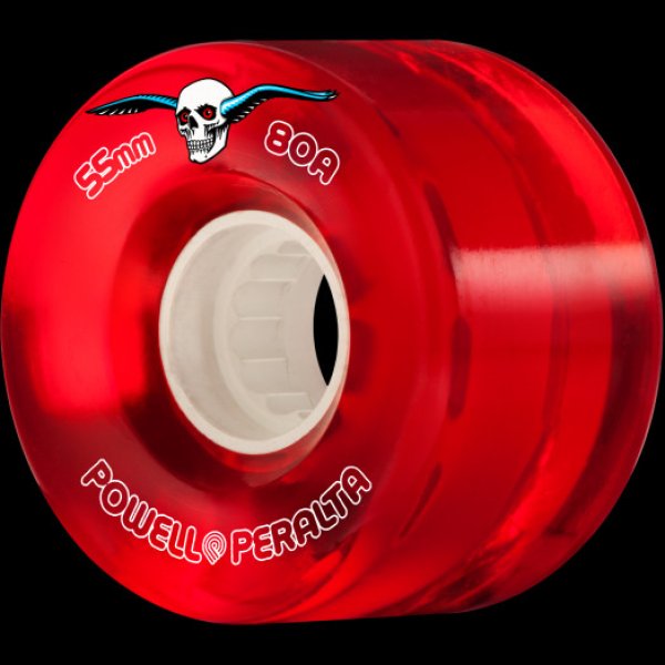 画像1: Powell Peralta Clear Cruiser Skateboard Wheels Red 55mm 80A 4pk (1)