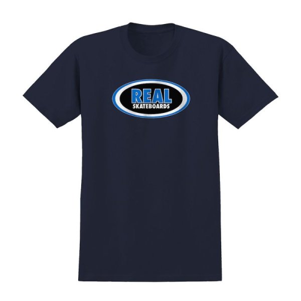 画像1: REAL SKATEBOARDS " REAL OVAL S/S TEE " - NAVY/BLUE/BLACK/WHITE (1)