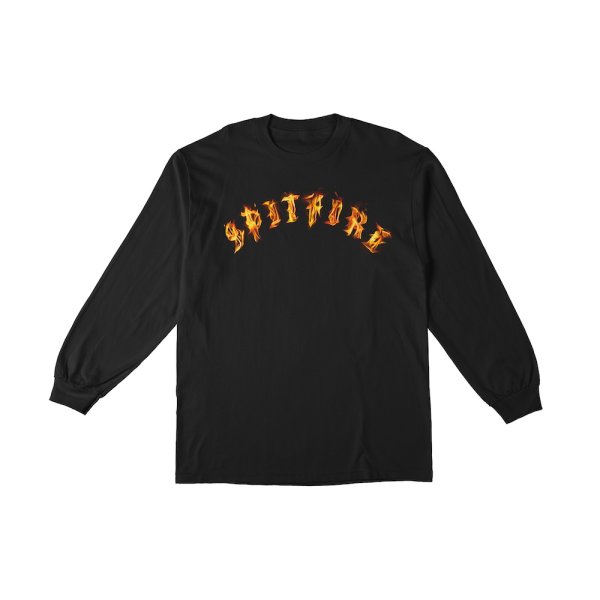 画像1: SPITFIRE WHEELS " SPITFIRE FLAMED OLD E L/S TEE " - BLACK (1)