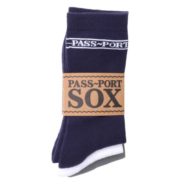 画像2: PASS~PORT. "HI SOX 3PACK SOX" - NAVY/WHITE/GREY (2)
