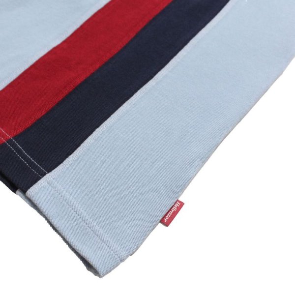 画像4: HELLRAZOR "DOUBLE STRIPED POLO SHIRT" - SLATE BLUE (4)