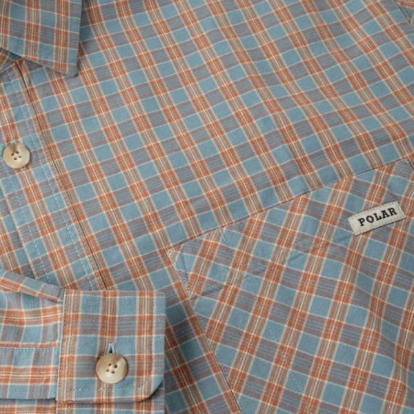 画像3: POLAR SKATE CO. "MITCHELL LS SHIRT FLANNEL" - BLUE / RUST (3)