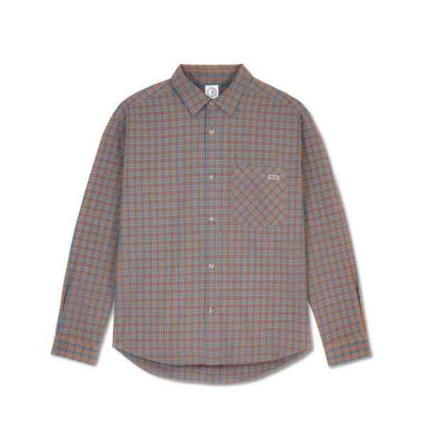 画像1: POLAR SKATE CO. "MITCHELL LS SHIRT FLANNEL" - BLUE / RUST (1)