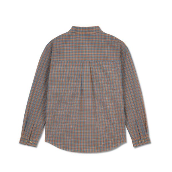 画像2: POLAR SKATE CO. "MITCHELL LS SHIRT FLANNEL" - BLUE / RUST (2)